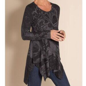Soft Surroundings Renaissance Tunic Top S Asymmetrical High Low Hem‎ Purple Gray